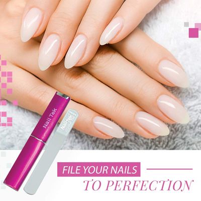 Nail Tek Crystal File Double-Sided with Fuchsia Companion Case, Mini File 3", Professional Fingernail File for Manicure Pedicure, Keep Nails Trim and Smooth, No More Nail Jagged Edges