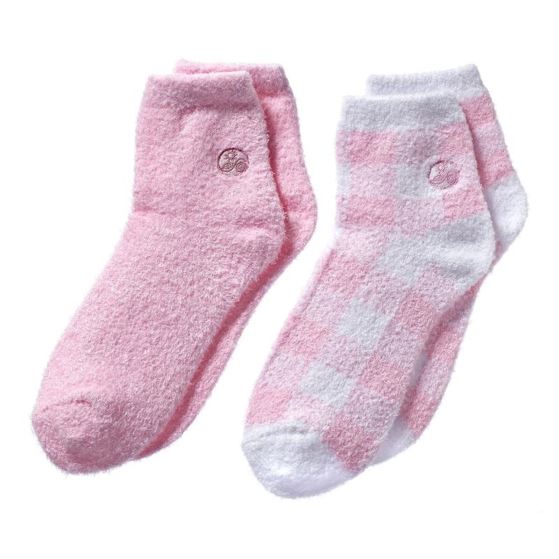 Earth Therapeutics Aloe Socks - Double Pack - PINK PLAID (2 Pairs)
