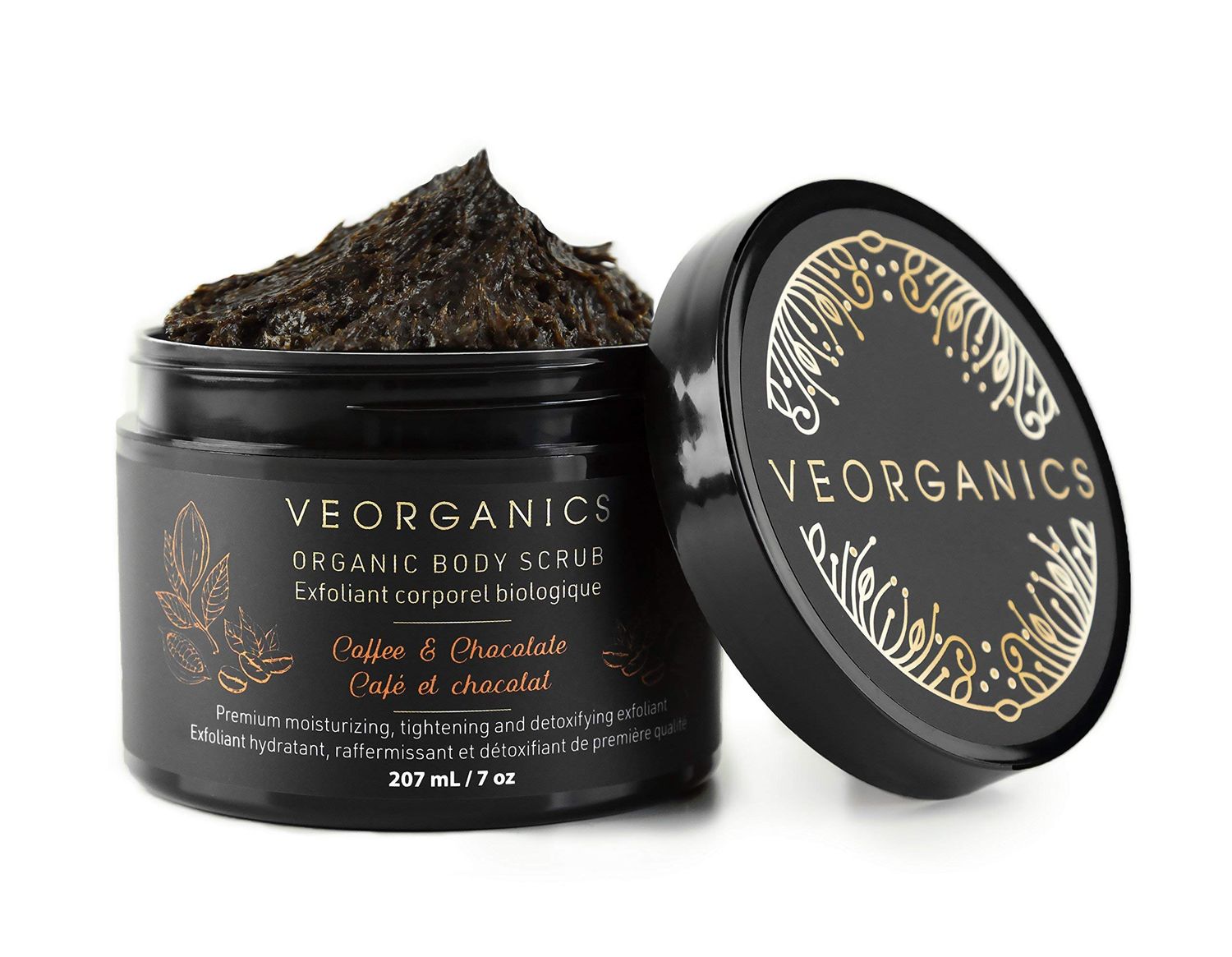 Organic Coffee &amp; Chocolate Body Scrub by VeOrganics - Premium Moisturizing, Tightening and Detoxifying Exfoliant