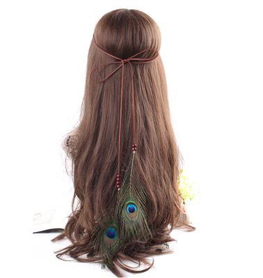Suoirblss Girls Women Indian Peacock Feather Headband Hair Accessories Bohemian Tassels Headband Hair Hoop Hairband Handmade