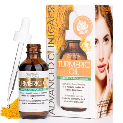 Advanced Clinicals Turmeric Oil Blemish Control Facial Skin Care Serum For Face | Antioxidant Moisturizer W/Rose Extract &amp; Jojoba Oil For Dark Spots, Dry Skin, Redness, &amp; Skin Blemishes, 1.8 Fl Oz