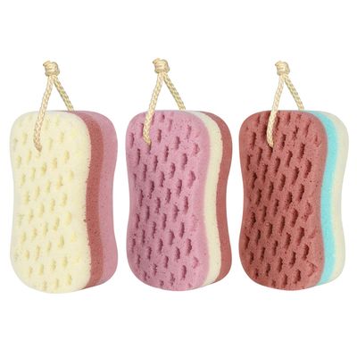 KECUCO 3 Pcs Bath Sponge for Women, Men, Kids, Sponge Loofah Body Scrubber Shower Sponge for Body Wash Bathroom, 3 Colors &amp; Large Size Bathing Sponge Bathing Accessories(Large Size)