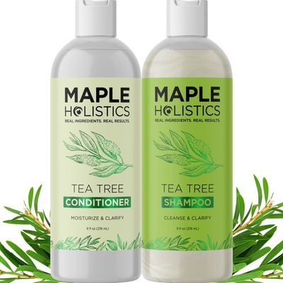 Tea Tree Shampoo and Conditioner Set - Sulfate Free Clarifying Shampoo and Conditioner for Oily Hair &amp; Scalp Care with Australian Tea Tree Oil - Complete Dry Scalp Treatment for Build Up (8 Fl Oz)