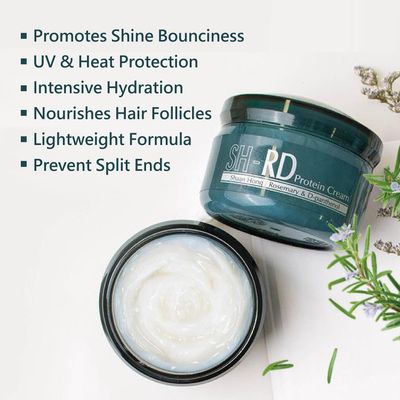 SH-RD Protein Cream for Dry Damaged Hair, 2.71oz/80ml - Leave-In Conditioner with Rosemary Extract, Hydrolyzed Silk Protein to Restore, Revitalize and Repair Split Ends for All Hair Types