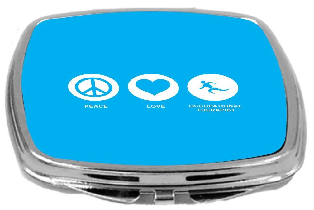 Rikki Knight Peace Love Occupational Therapist Design Compact Mirror, Sky Blue, 2 Ounce