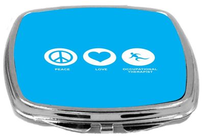 Rikki Knight Peace Love Occupational Therapist Design Compact Mirror, Sky Blue, 2 Ounce