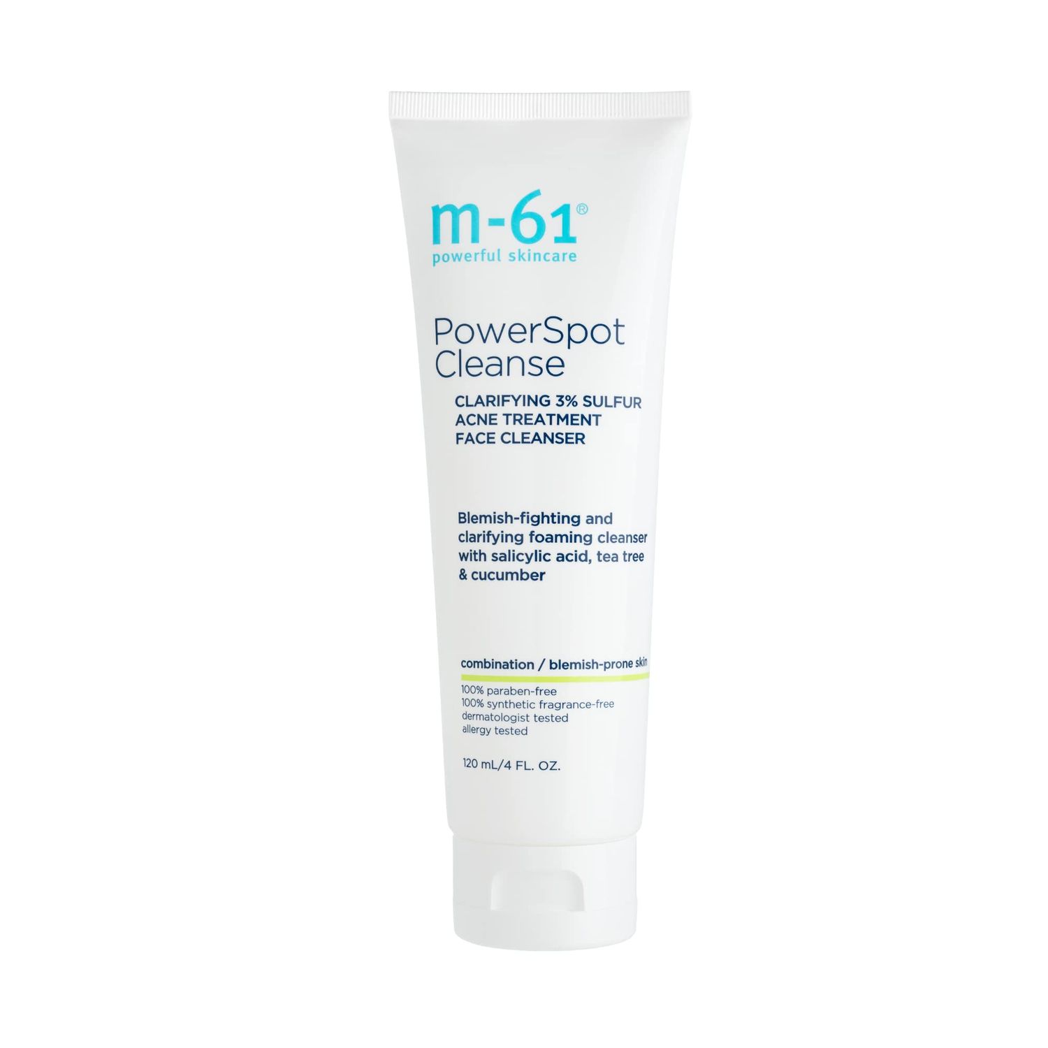 m-61 PowerSpot Cleanse, 4 oz -Medicated, 3% sulfur acne-fighting cleanser with salicylic, glycolic, witch hazel &amp; tea tree