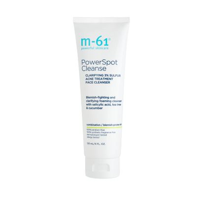 m-61 PowerSpot Cleanse, 4 oz -Medicated, 3% sulfur acne-fighting cleanser with salicylic, glycolic, witch hazel &amp; tea tree