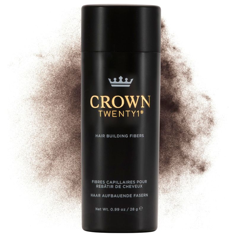 CROWN Hair Building Fibers (28g) - Instantly Cover Fine &amp; Thinning Hair for a Thicker, Fuller Look - A Natural Keratin Concealer - 13 Shades for Men &amp; Women - Dark Brown