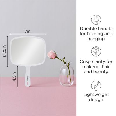 Diane Professional Quality Hand Mirror - Hand Held Mirror with Handle, Single Sided Vanity Makeup Mirror for Women, Men, Salon, Barber, Shaving, and Travel, Medium 7.5" x 10.75" in Assorted Colors