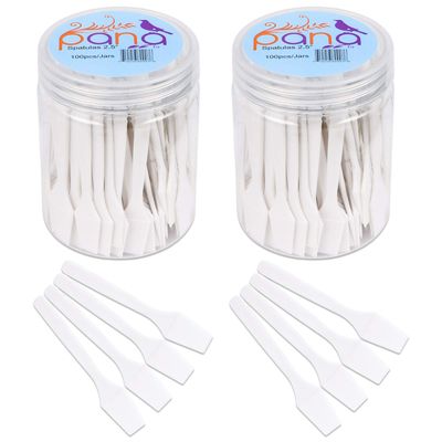 PANA (200 Pieces of White Color Cosmetic Make Up Disposable Plastic 2.5&quot; Spatulas Skin Care Facial Cream Mask Spatula