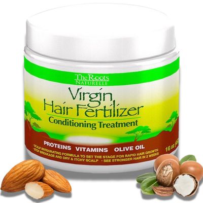 The Roots Naturelle Virgin Hair Fertilizer Conditioning Treatment. Helps Strengthen Hair, Promote Rapid Hair Growth and Protect/Restore Damaged Hair (Large 16oz)