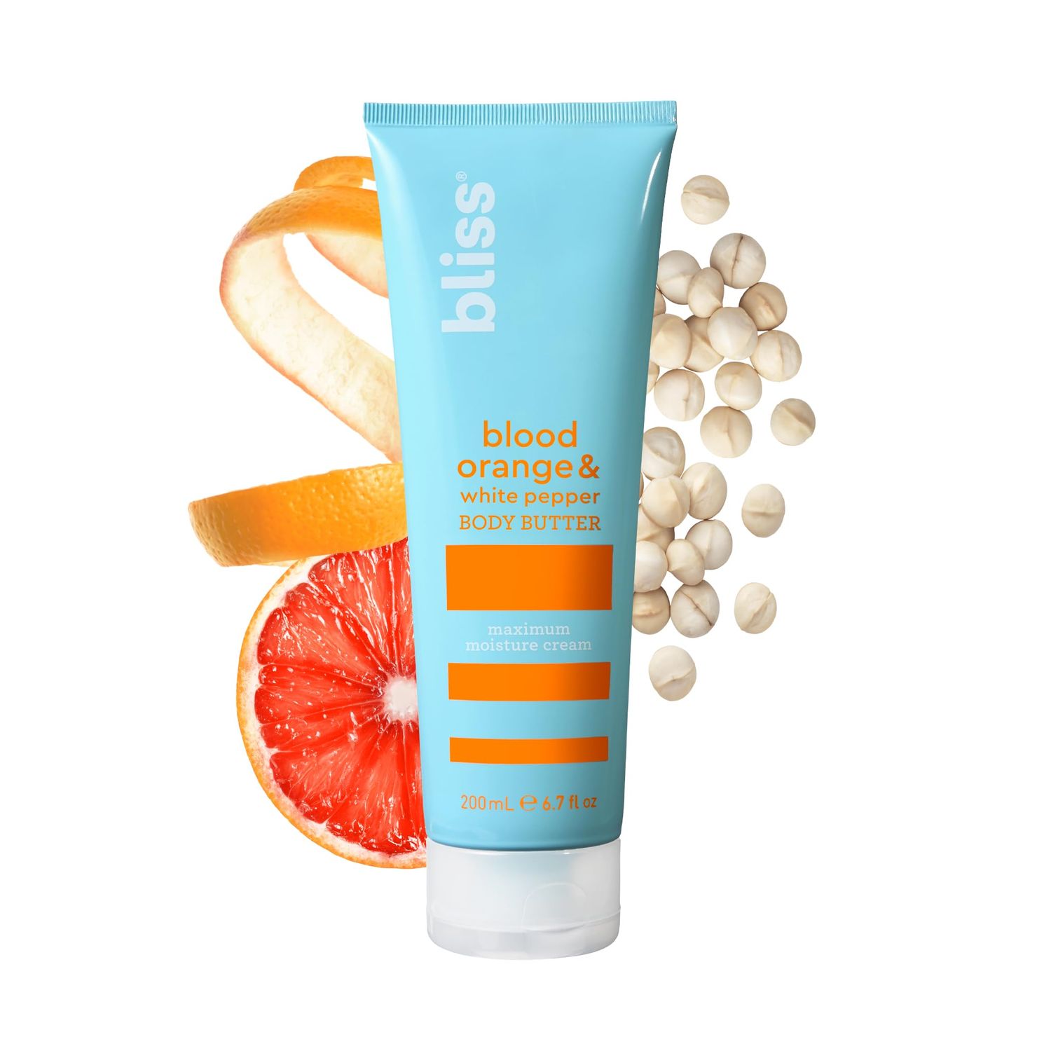Bliss Body Butter - Blood Orange and White Pepper - Maximum Moisture Cream - 6.7 Fl Oz - Body Lotion for Dry Skin - Long-Lasting Moisturizer for Women &amp; Men - Vegan and Cruelty-Free