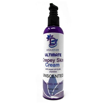 Ultimate Crepey Skin Cream With Hyaluronic Acid, Argan Oil, Silk Peptides and More, For Dry, Crepey. Damaged and Aging Skin, 8oz,Unscented