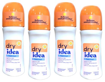 Dry Idea Fresh Linen Roll-On Antiperspirant Deodorant Fresh Linen 3.25 Ounce (Pack of 4)