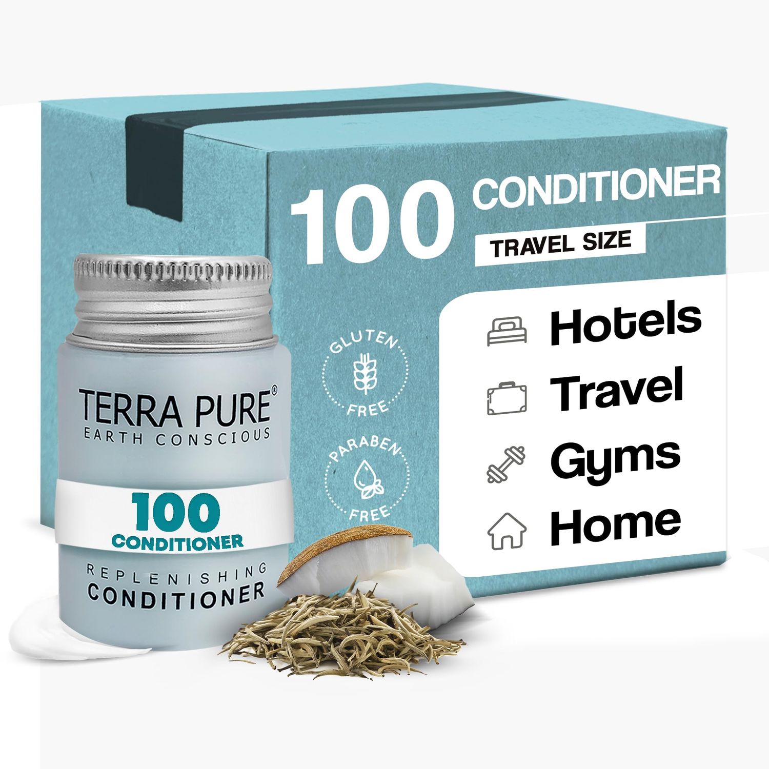 Terra Pure White Tea &amp; Coconut Conditioner, Travel Size Hotel Amenities, 1 oz. (Case of 100)