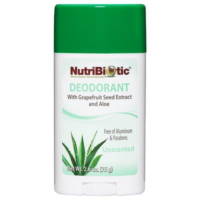 NutriBiotic Unscented Deodorant with GSE, 2.6 Ounce Stick | with Witch Hazel, Grapefruit Seed Extract &amp; Aloe | Vegan &amp; Free of Aluminum, Paraben, Phthalates, Gluten, GMO&#39;s &amp; Fragrance