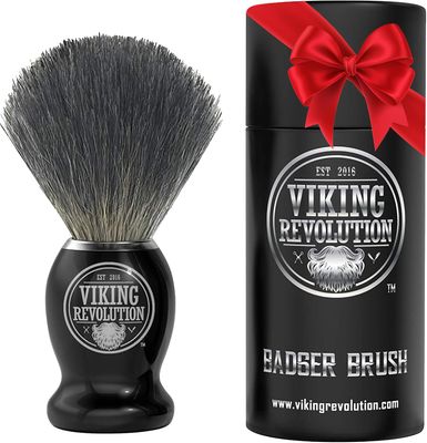Viking Revolution Badger Hair Shaving Brush- Shave Brush for Wet Shave Using Shaving Cream &amp; Soap- Best Shave of Your Life for Safety Razor, Double Edge Razor, Straight Razor or Shaving Razor