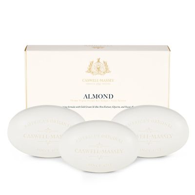 Caswell-Massey Castile Bar Soap, Womens Body Wash, Hand Soap, and Face Wash, Moisturizing Natural Body Soap for Bath or Shower, Almond, 3 Bar Gift Set
