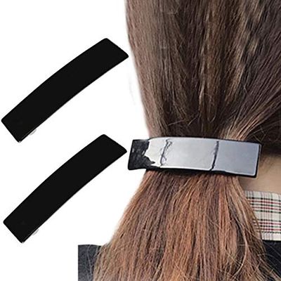 4&quot; Large Black Metal Ponytail Holder Wide Hair Barrettes French Side Hair Clips Sweet Hair Pins Hair Slide Stylish for Thick Hair Women Girl Hair Jewelry Accessories