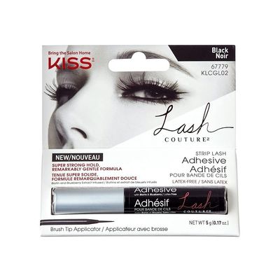KISS Lash Couture Black Strip Lash Adhesive with Biotin &amp; Blueberry Extract, Latex-Free, Dermatologist Tested, Contact Lens Friendly, Strong Hold, Gentle Formula, with Brush Tip Applicator, 0.17 Oz.