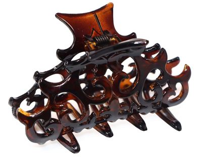 Parcelona French Beau Celluloid Acetate No Slip Sturdy Jaw Hair Claw Clips for Women and Girls (Tortoise Shell 3 1/2&quot;)