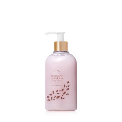 Thymes Moisturizing Hand Wash Soap with Pump - Luxury Hand Soap Gently Cleanses &amp; Moisturizes - Skin Care with Glycerin &amp; Aloe Vera - Delicate, Floral Fragrance (Goldleaf Gardenia, 8.25 oz)