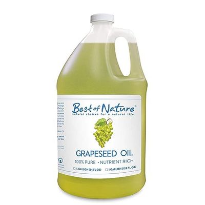 Best of Nature 100% Pure Grapeseed Oil - Unscented, Lightweight, Non-Greasy Moisturizer for Hair, Skin, Face &amp; Aromatherapy, Carrier Oil for Essential Oils, Half Gallon (64 fl oz)