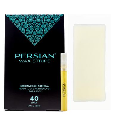 Persian Legs &amp; Body Wax Strips (40 strips), Hair Removal Waxing Strips for Legs, Body, Bikini, Arms, Underarms with After care Oil, Pack of 1 (CSB)