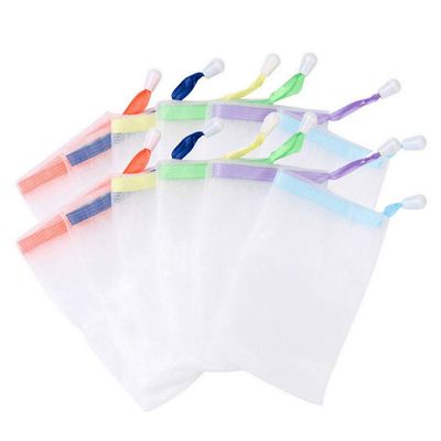INVODA Handmade Soap Easy Bubble Mesh Soap Saver Bag Double Layer Drawstring Holder Bags Foam Net for Body Facial Cleaning Exfoliation Body Cleaning Tool (10 PCS)