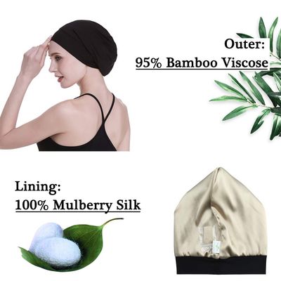 Satin Cap 100% Mulberry Silk Lined Sleeping Hats for Natural Hair