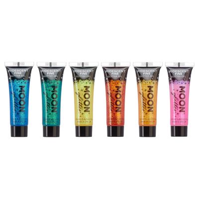 Iridescent Fine Face &amp; Body Glitter Gel by Moon Glitter - 0.40fl oz - Set of 6 - Glitter Face Paint