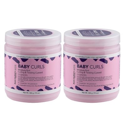 Aunt Jackie&#39;s Kids Baby Curls, Moisture Rich Curling and Twisting Custard for Naturally Curly, Coily and Wavy Hair, 15 oz, 2 Pack