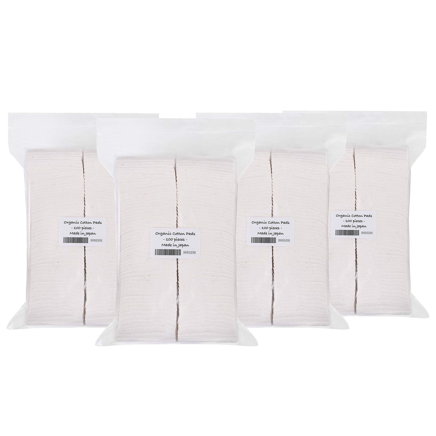 Japanese Organic Cotton Pads 100 Pieces 100% Organic Unbleached [Made in Japan] (4 Packs)