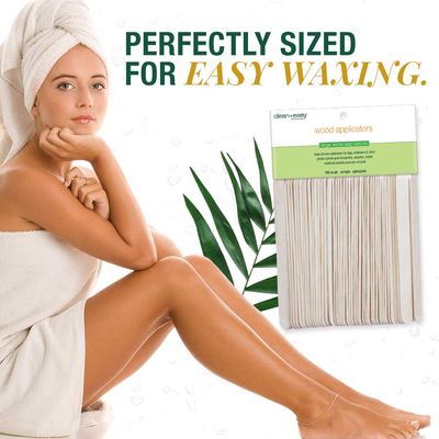 Clean + Easy Wooden Wax Applicator Sticks for the Body, Large Disposable Spatula, for Smooth and Easy Application, for Arms, Legs, Chest, and Back, for Salon and DIY Home Waxing, 100 pcs.