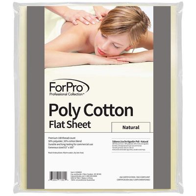 ForPro Poly-Cotton Massage Flat Sheet, Natural, Super Soft, Durable Massage Table Flat Sheet, 63 W x 100 L