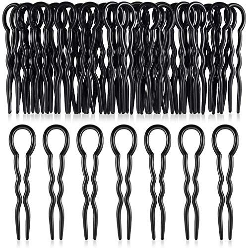 24 Piece Plastic Hair Pins U Shaped Grip Pins Fast Spiral Clips Hair Grip for Women Bobby Pins Hairstyle Accessories(Black)