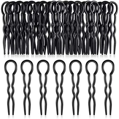 24 Piece Plastic Hair Pins U Shaped Grip Pins Fast Spiral Clips Hair Grip for Women Bobby Pins Hairstyle Accessories(Black)