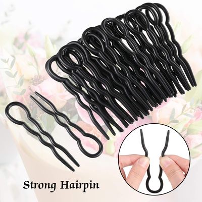 24 Piece Plastic Hair Pins U Shaped Grip Pins Fast Spiral Clips Hair Grip for Women Bobby Pins Hairstyle Accessories(Black)