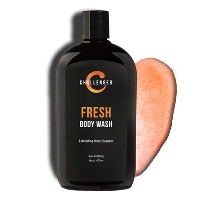Challenger Mens Fresh Body Wash, 16 Ounce | Exfoliating Cleanser with Aloe, Vitamin E, Tea Tree &amp; Jojoba Oils | Moisturizing, Scrubbing Lather for Smooth, Strong Skin | Gentle Cleaning