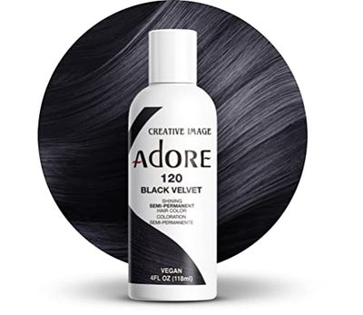 Adore Semi Permanent Hair Color - Vegan and Cruelty-Free Black Hair Dye - 4 Fl Oz - 120 Black Velvet (Pack of 1)