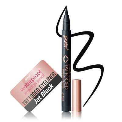 Skone Waterproof Liquid Eyeliner - Long Lasting &amp; Smudge Proof - Insanely Intense Tattooed Eyeliner Pen with Felt Tip Applicator - Jet Black (0.07oz)