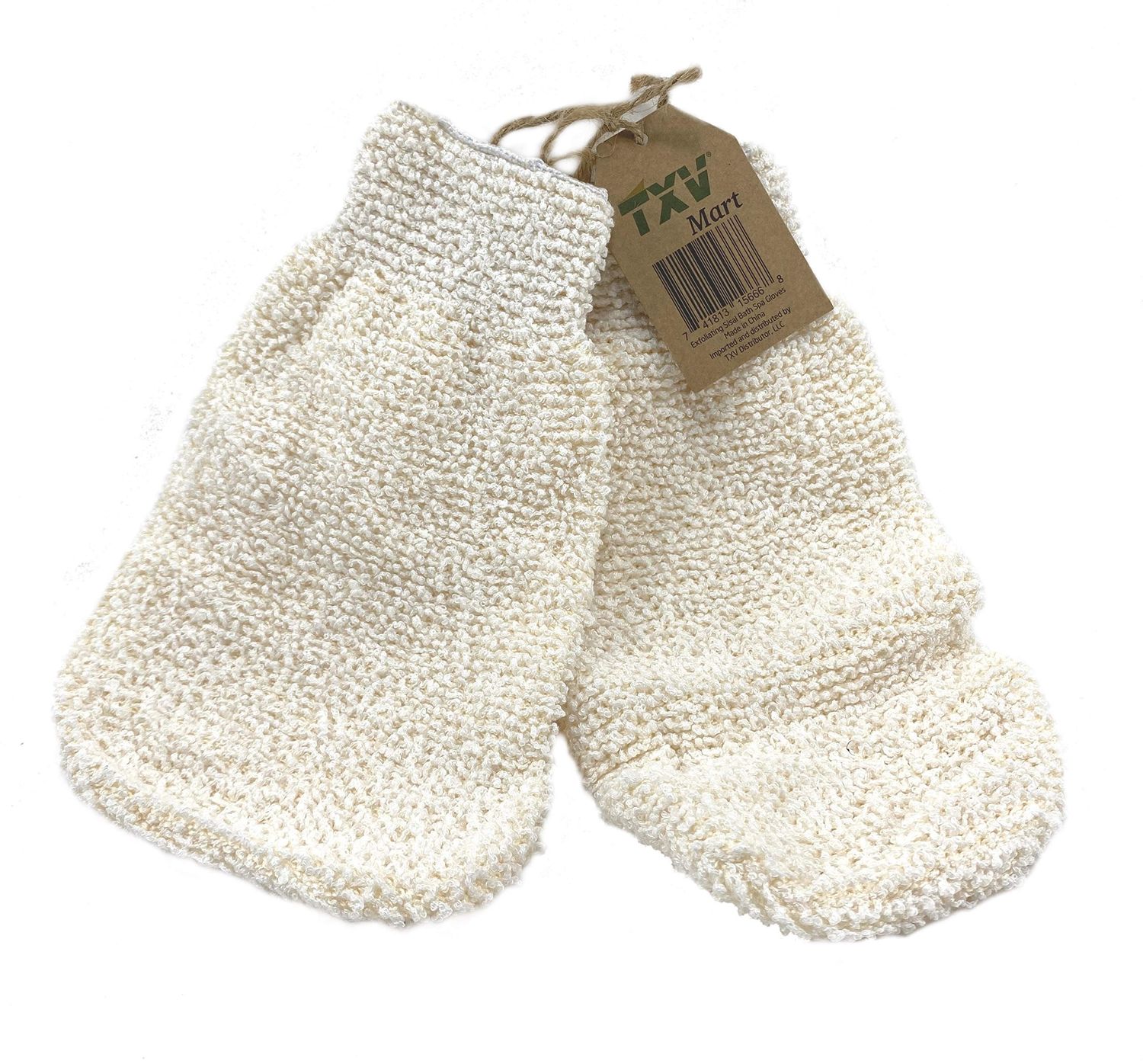 TXV Mart Natural Exfoliating Sisal Body Bath Gloves Sponge Scrubber Deeply Clean Remove Dead Skin, Bathroom, Shower, Spa - 1 Pair