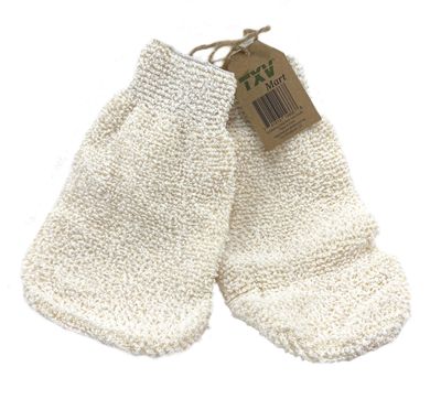 TXV Mart Natural Exfoliating Sisal Body Bath Gloves Sponge Scrubber Deeply Clean Remove Dead Skin, Bathroom, Shower, Spa - 1 Pair