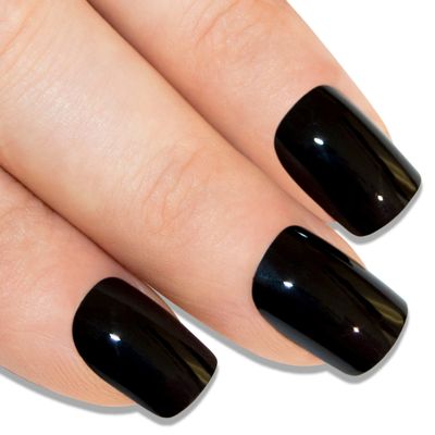 False Nails Bling Art French Fake Matte Gel Glitter Polished Squoval 24 Acrylic Medium Tips Glue (Black)