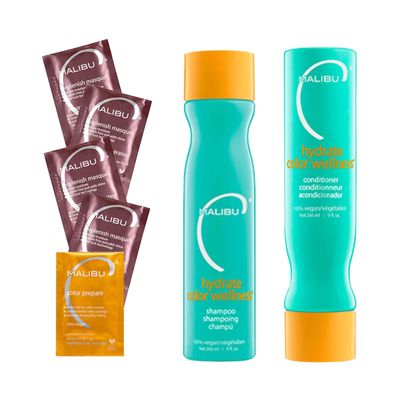 Malibu C Hydrate Color Wellness Collection - Moisturizing Color Safe Shampoo &amp; Hydrating Hair Remedy - Formulated to Preserve + Protect Hair Color