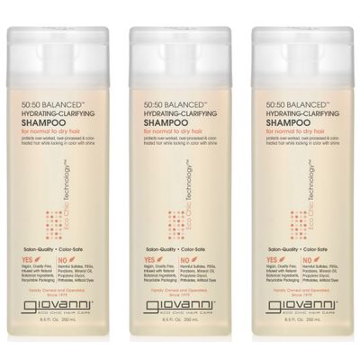 GIOVANNI ECO CHIC 50:50 Balanced Hydrating Clarifying Shampoo - Leaves Hair pH Balanced for Over-Processed Hair, Provides Moisture &amp; Protection, Salon Quality, No Parabens - 8.5 oz (3 Pack)
