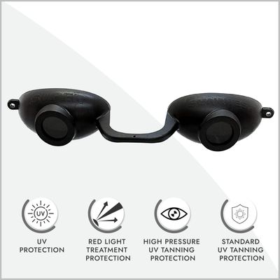 EVO FLEX Sunnies Flexible Tanning Bed Goggles UV Eye Protection Glasses 4 Pack (Black), FDA Compliant