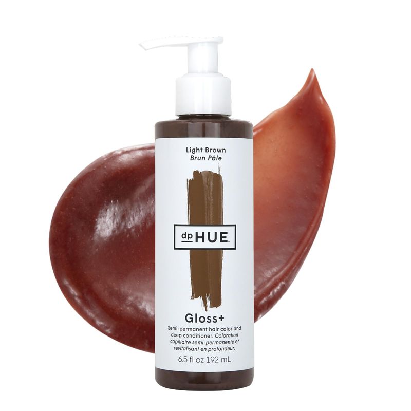 dpHUE Gloss+, Light Brown - 6.5 oz (8-12 Applications) - Semi-Permanent Hair Color &amp; Conditioner - Lasts Up to Eight Washes - Paraben, SLS &amp; SLES Sulfate Free - Vegan, Leaping Bunny Certified