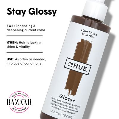 dpHUE Gloss+, Light Brown - 6.5 oz (8-12 Applications) - Semi-Permanent Hair Color &amp; Conditioner - Lasts Up to Eight Washes - Paraben, SLS &amp; SLES Sulfate Free - Vegan, Leaping Bunny Certified